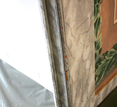 Cadre porte bois peinture imitation marbre restauration exemple