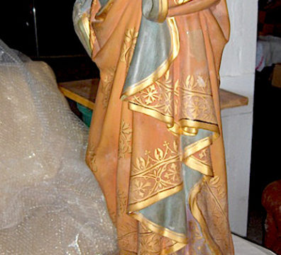Jésus tunique sculpture plâtre polychrome restauration