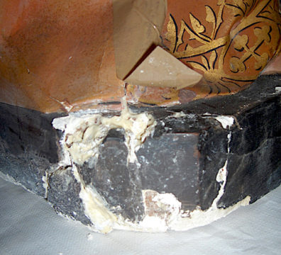 Jésus socle sculpture plâtre polychrome restauration