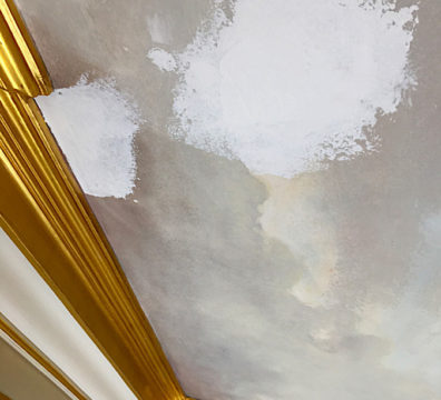 Plafond fresque ciel restauration préparation