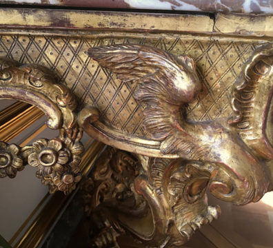 Console d'applique d'époque Régence, détail, après restauration