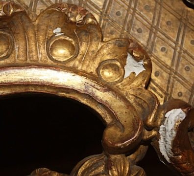 Console d'applique d'époque Régence, détail, avant restauration