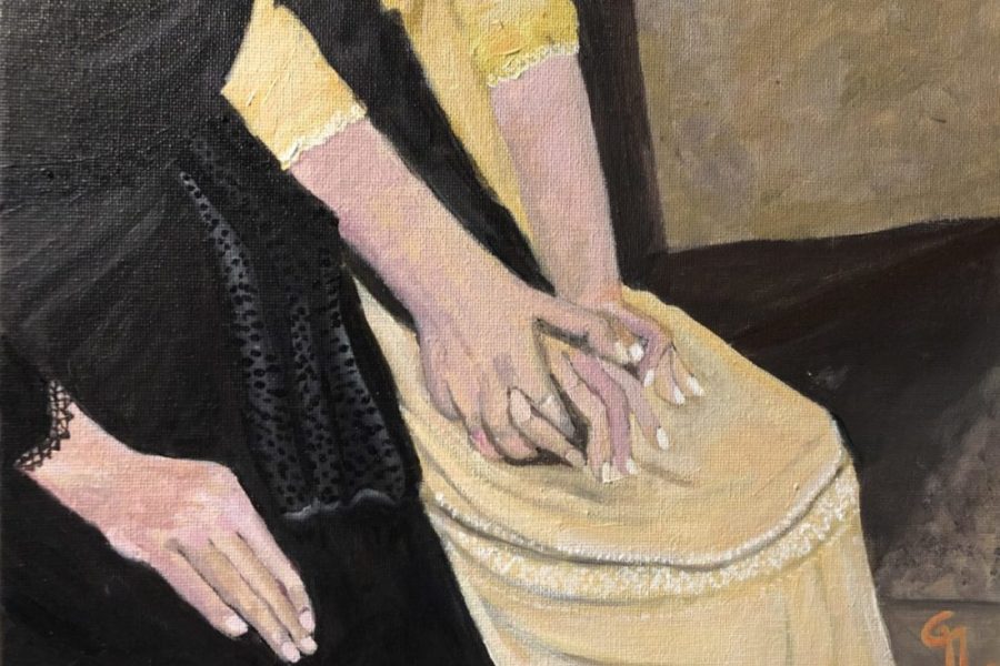 ACCUEIL 1 FEMMES Acrylique sur carton entoilé. 25/35cm.